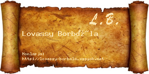 Lovassy Borbála névjegykártya